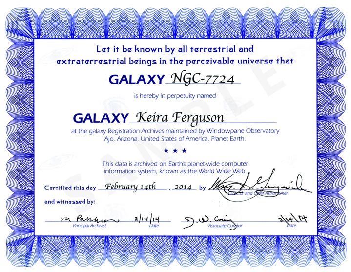name a galaxy standard certificate